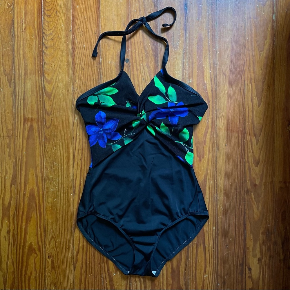 Vintage 90s Floral One-piece Swimsuit by Shore Shapes